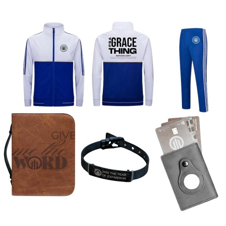The hamper - Tracksuit,  Wallet,  Bible cover and  Wristband